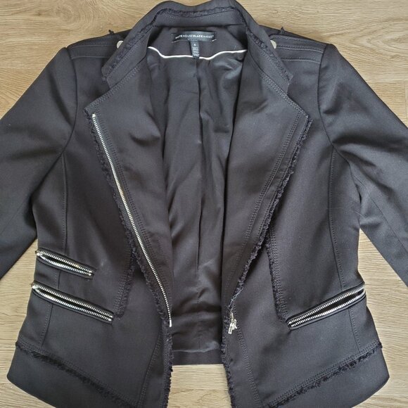White House Black Market Black Moto Jacket with Zipper Detail - Picture 3 of 9